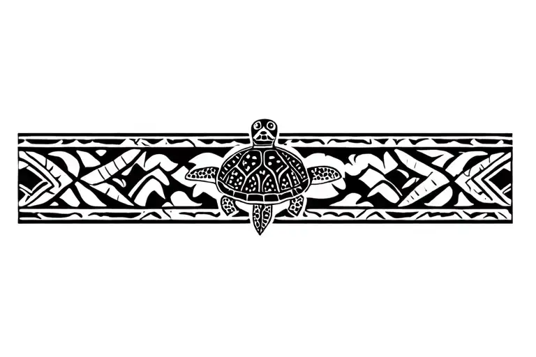 polynesian band tattoo with turtle swimming tattoo design idea