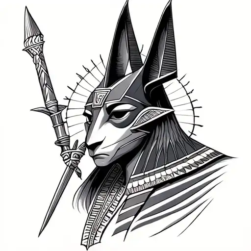 anubis egiptian god tattoo design idea