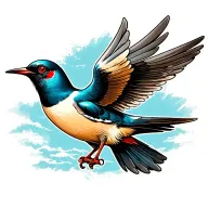 mechanical nautical swallow tattoo design idea