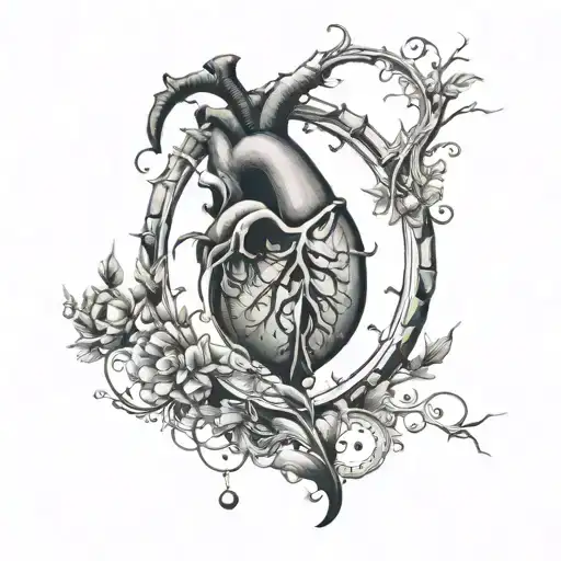 semi colon and heart beat tattoo design idea