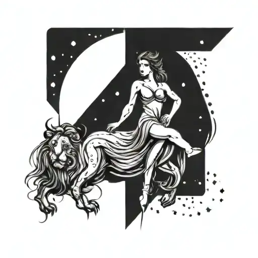 Virgo sign and Leo star constellation tattoo design idea