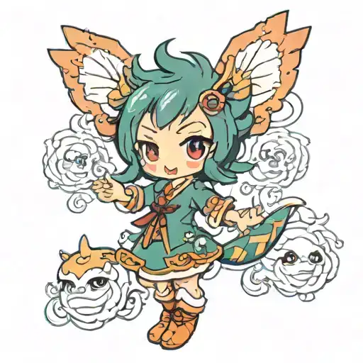 A cute kelpy in a samuri suit tattoo design idea