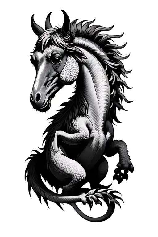 water dragon, horse, goat, monkey tattoo design idea