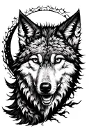 wolf moon and wild things tattoo design idea
