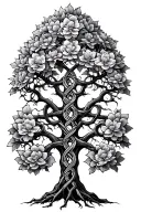 yggdrasil tree in bloom representing a member celtic knot tattoo design idea