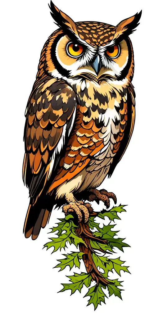 owl mountain forest tattoo design idea