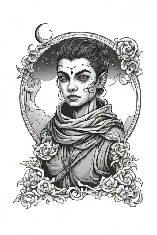 arya infatuation moon boy tattoo design idea