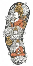 turn common Buddhist symbols and characters into multiple manga characters  tattoo design idea