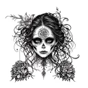 dark feminine creepy tattoo design idea