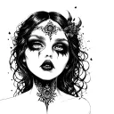 dark feminine creepy tattoo design idea