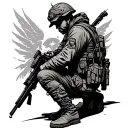 fallen soldier kneeling tattoo design idea
