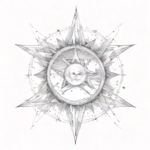 stars miss the sun in a morning sky tattoo design idea