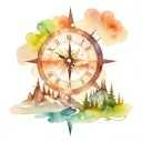 mountain compass clock tree aurora borealis tattoo design idea