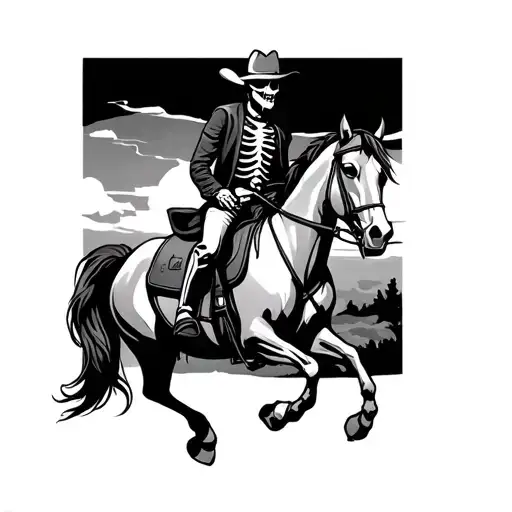 Skeleton Cowboy Riding Horse tattoo design idea