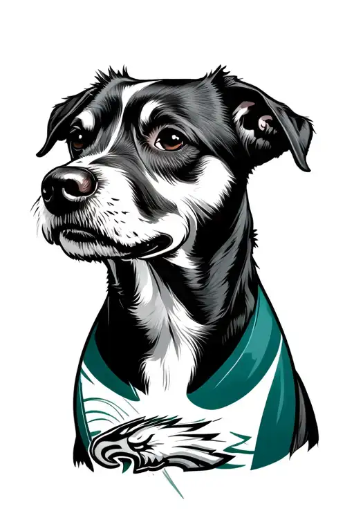 Dog wearing a Philadelphia Eagles tattoo design idea