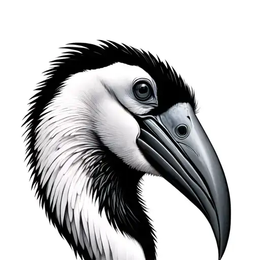 minimalist shoebill stork's head tattoo design idea