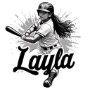 "Layla" softball player swinging a bat tattoo design idea