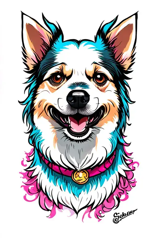 cerber dog has 3 heads tattoo design idea