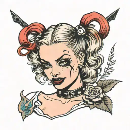 harley quinn as a sucker tattoo design idea
