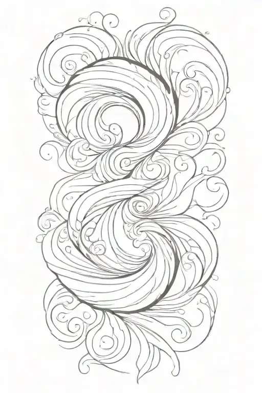 hurricane swirling waves tattoo design idea