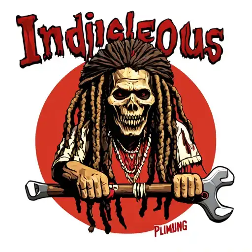 "Indigenous Plumbing " "Indigenous Plumbing " "Indigenous Plumbing " gangsta dread locks Native American holding wrench tattoo design idea
