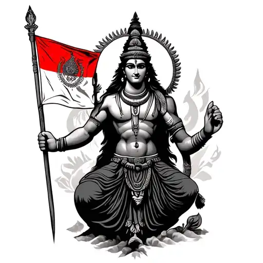 lord shiva Rudra avatar holding Nepal flag tattoo design idea