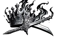 Crown And Sword fire tattoo design idea