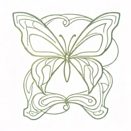 fine line butterfly in a cyber tribal design 4x4cm tattoo design idea