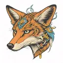 a fox that has native american and japanese and italian features and references to it and jeet kune do  tattoo design idea