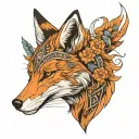a fox that has native american and japanese and italian features and references to it and jeet kune do  tattoo design idea