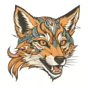 a fox that has native american and japanese and italian features and references to it and jeet kune do  tattoo design idea