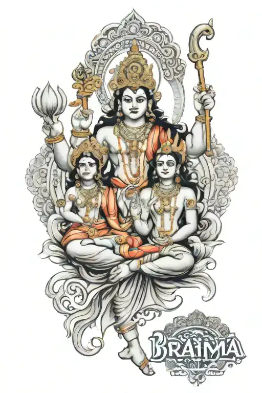 lord brahma vishnu shiva tattoo design idea