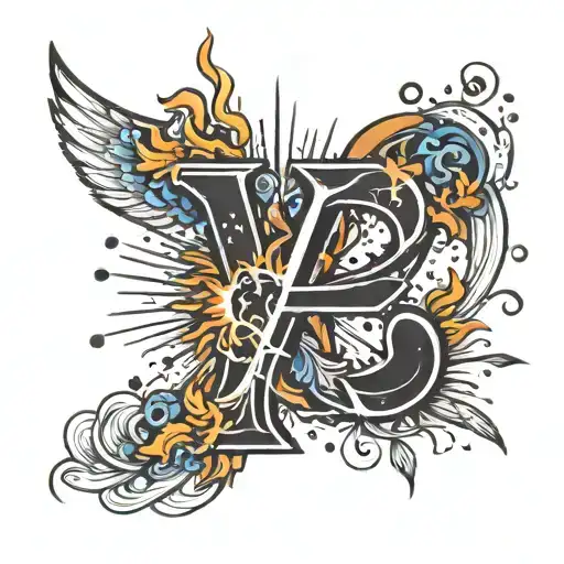 Letter P with fireworks exploding tattoo design idea