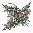 Letter P with fireworks exploding tattoo design idea