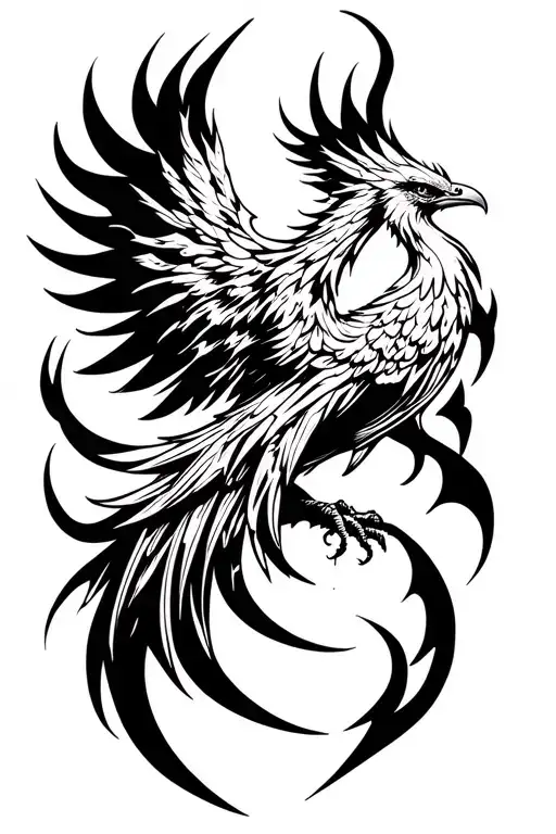 phoenix rising from the ashes tattoo design idea