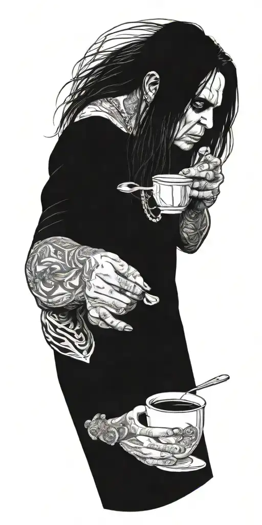 ozzy osbourne making coffee japanese style tattoo design idea
