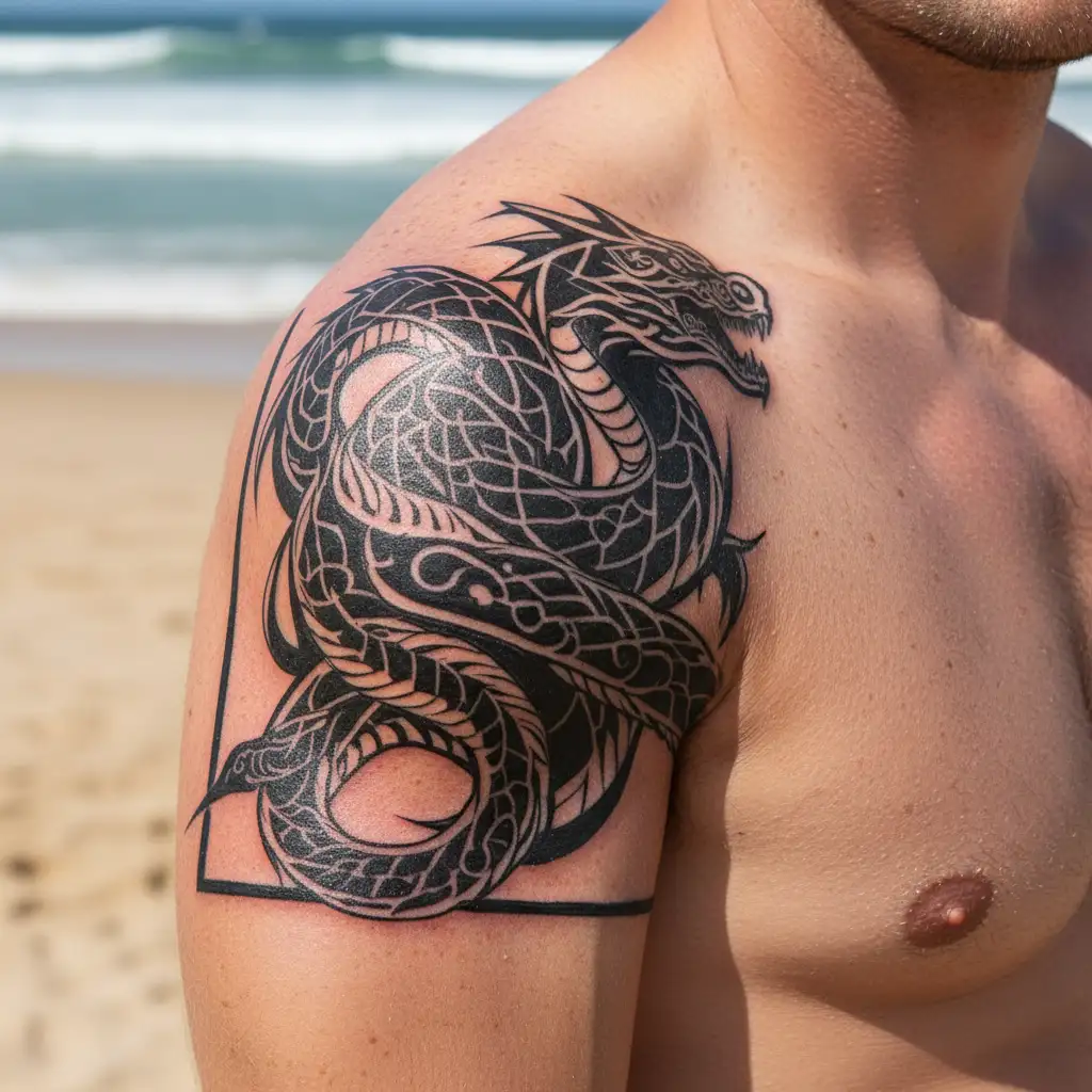 jormungandr wrapping tattoo design idea