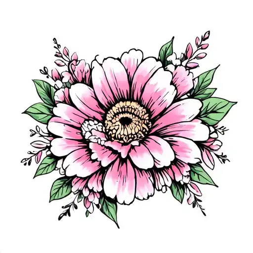 pink and white flowers that represents lung cancer tattoo design idea