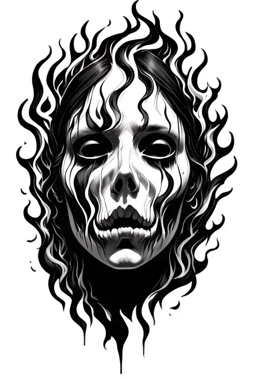 anxiety, depression, abandoned, fire element-no face tattoo design idea