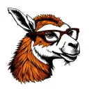 Machu Picchu lama wearing glasses tattoo design idea