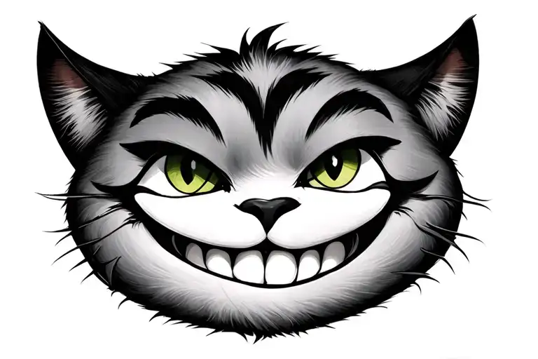 cheshire cat smile face tattoo design idea