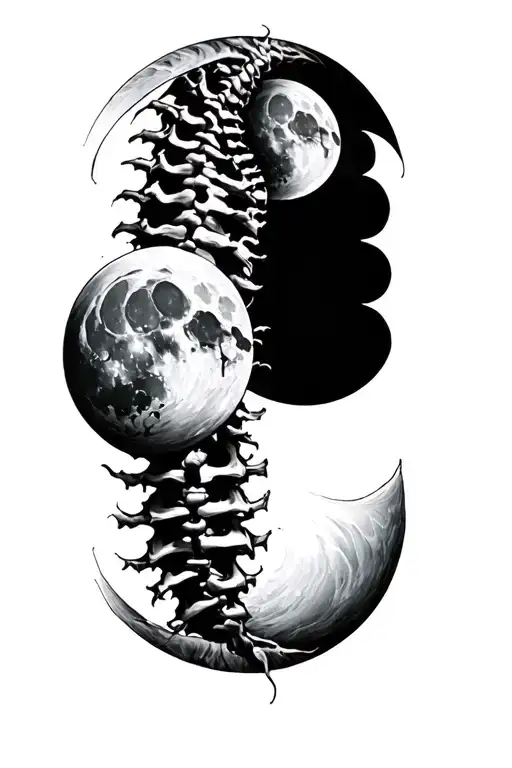 Phases Of Moon Spine tattoo tattoo design idea