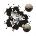 brown trout swimming tattoo design idea