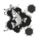 brown trout swimming tattoo design idea