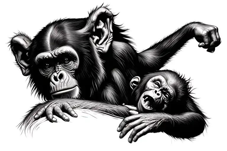 monkey turning into human disign but with a a human growing up tattoo design idea