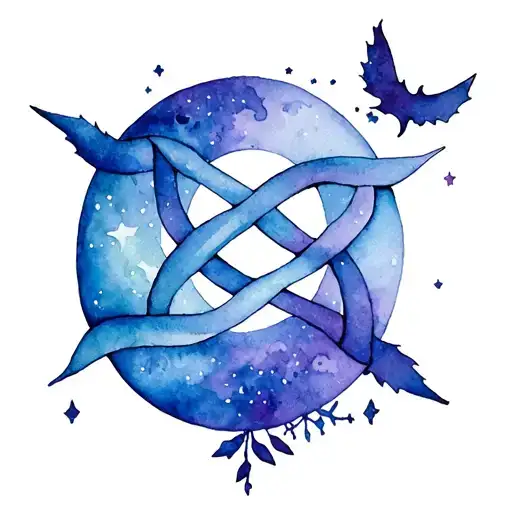 Witches Knot triple moon tattoo design idea