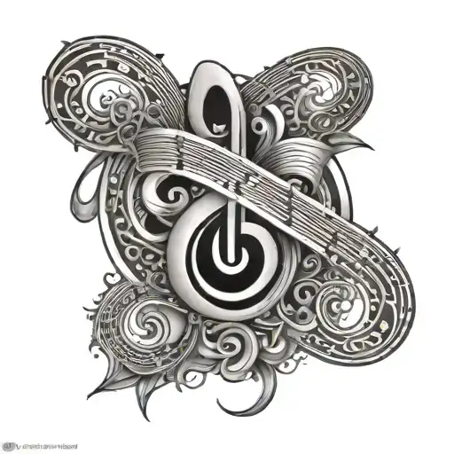 Sanskrit mantra written in musical notes tattoo design idea