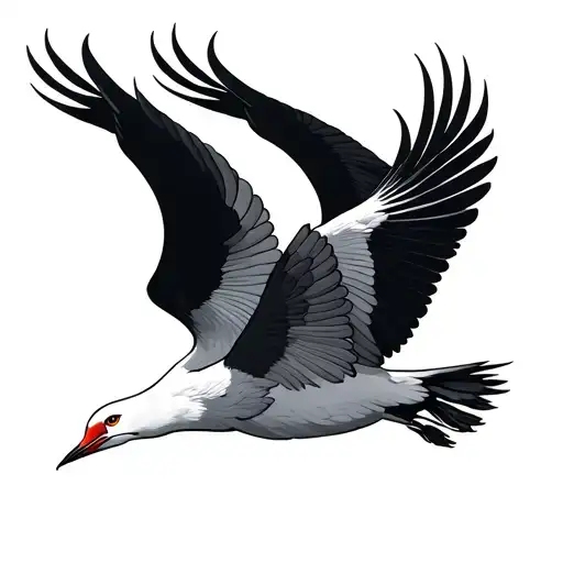 two flying crane tattoo design idea