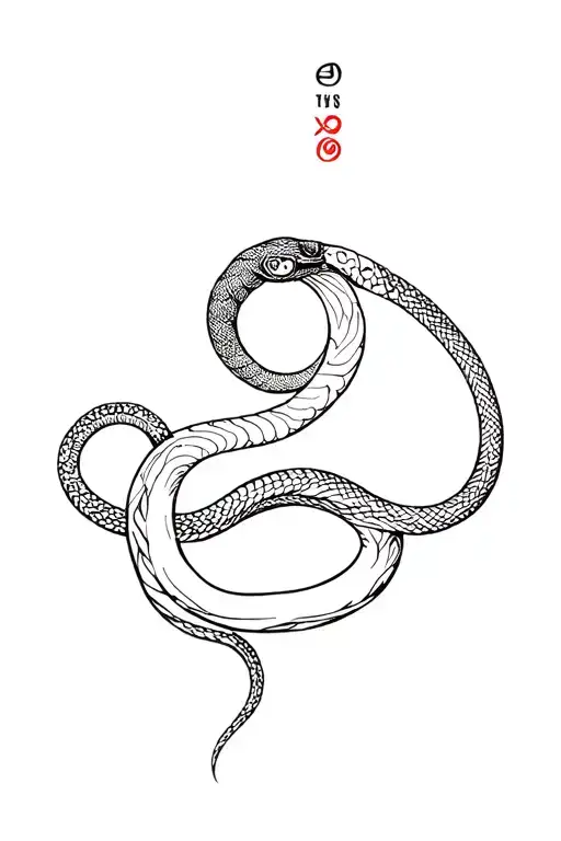 year of the snake and cancer zodiac sign  tattoo design idea