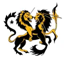 Cancer, Leo and Sagittarius together in the same sketch tattoo design idea